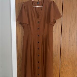 Butterfly sleeve button front dress